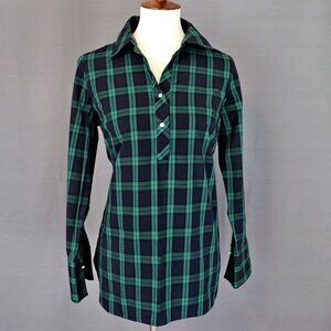 Talbots 2 Green Navy Tartan Perfect Popover Black Watch Plaid